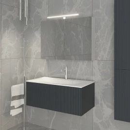 TW Shape комплект мебели, база с раковиной Kerasan 547001x1, 102х52см, с 1-м выдвиж. ящиком с механизмом push to open, цвет: серый матовый RAL7016 (SHAP100-G+547001x1)