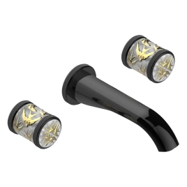 THG HIRONDELLES GOLD STAMPED Смеситель для раковины настенный на 3 отверстия, внешняя часть, цвет Brown bronze color PVD (A4L-F33-40GB)