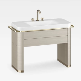 Armani Roca Baia Комплект 122.2х52х85см: база п/раковину + раковина с 3 отв.+ п/держатели, цвет: lacquered greige oak-veneered/off-white/greige (7.8513.6.842.9)