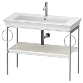 Duravit White Tulip Металлическая консоль, 760x984x450 мм, напольная, 1 дерев.полка, 2 п/держ, цвет: Nordic White HighGloss (WT4547BH4H4)