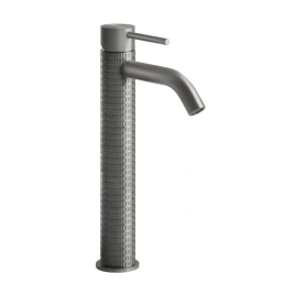 GESSI 316 Смеситель для раковины на 1 отверстие, высокий h=305мм, без донного клапана, излив 123мм, цвет: steel brushed (54209#239)