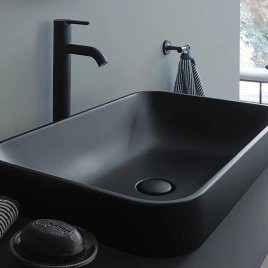 Раковина Duravit Happy D2 Plus 600х400мм без перелива с выпуском с керамической крышкой цвет Anthracite matt (2359601300)