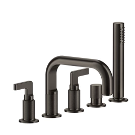 GESSI INCISO Смеситель для ванны на 5 отверстий с изливом, переключателем, ручным душем и шлангом 1,50 м, цвет: Black XL (58040#299)