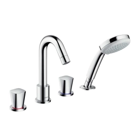 Hansgrohe Logis Смеситель на борт ванны, на 4 отв, излив 125мм, с ручным душем 1jet, цвет: хром (71314000)