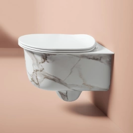 Artceram CHIC Унитаз подвесной безободковый 38х53 см, с крепеж., отделка calacatta (CHV001 94 00)