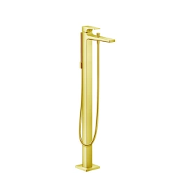 Hansgrohe Metropol Смеситель для ванны, на 1 отв, напольный, с ручным душем, излив 235мм, цвет: золото (без встройки) (32532990)
