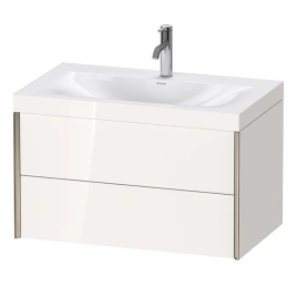 Duravit XViu Тумба подвесная 503x800x480мм, с раковиной без перелива, с 1 отв под смес, 2 ящика, цвет: белый глянцевый/champagne matt (XV4615OB122C)