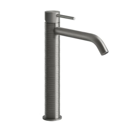 GESSI 316 Смеситель для раковины на 1 отверстие, высокий, h=305мм, без донного клапана, излив 156мм, цвет: steel brushed (54306#239)