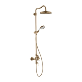 Axor Montreux Showerpipe Душевая стойка с термостатом и верхним душем 1jet, душ: d240 мм, шлангом и ручным душем, цвет: шлифованная бронза (16572140)