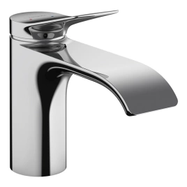 HANSGROHE VIVENIS Смеситель для раковины на 1 отверстие, однорычажный, высота излива 80 мм, с донным клапаном, цвет хром (75010000)