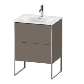 Duravit XSquare Тумба напольная под раковину 234463, 2 яшика, встроенные ножки с регулировкой по высоте, 592x610x478мм, цвет Flannel Grey SaM (XS452209090)