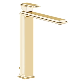 Gessi Eleganza Смеситель для раковины на 1 отверстие, высокий, с донным клапаном, цвет: шлифованное золото (46003#087)