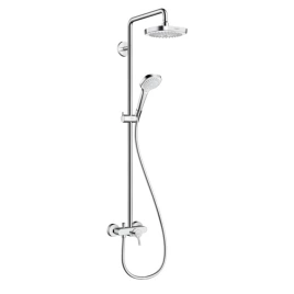 HG Croma Select E Душевая система Showerpipe: верх.душ 180 2jet, ручн.душ, шланг, смеситель для душа, цвет: белый/хром (27258400)