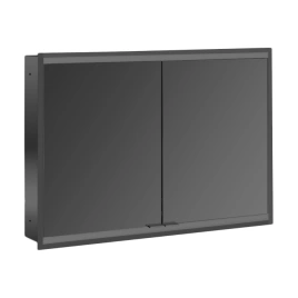 EMCO Prime2 Зеркальный шкаф 1000xh700мм с подсветкой, встраиваемый, 2 двери, 2 полки, розетка, цвет: черный (9497 060 55)