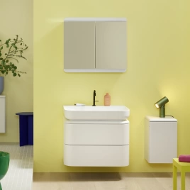 BURGBAD B.ME Зеркальный шкаф 800х700х200 мм, 2 дверцы, LED подсветка, цвет белый матовый (SGUD080 F5981)