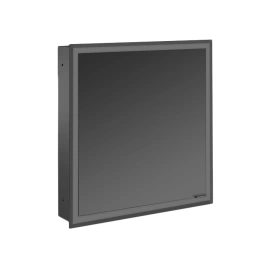 EMCO Prime Зеркальный шкаф 600xh700мм с подсветкой, встраиваемый, 1 дверь, L, 2 полки, розетка, цвет: черный (9497 060 69)