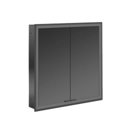 EMCO Prime Зеркальный шкаф 600xh700мм с подсветкой, встраиваемый, 2 двери, 2 полки, розетка, цвет: черный (9497 050 71)