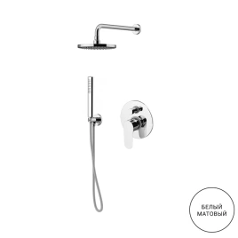 Gattoni H2Omix7000 Комплект для душа со смесителем встроенным на 2 выхода, ручным душем 6399/PD с держателем и верхним душем 250 мм, цвет Bianco Opaco (KTH715/PDBO)