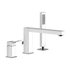 Gessi Rettangolo K Смеситель для ванны на 3 отверстия, с встроенным в излив переключателем и ручным душем, цвет: хром (53037#031)