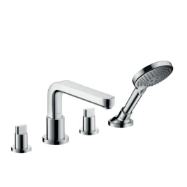 Hansgrohe Metris S Смеситель на край ванны, на 4 отв, излив 220мм, ручной душ 3jet, цвет: хром (31447000)