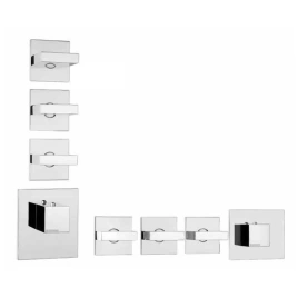 Bossini Rectangular Термостат для душа, встраиваемый (внешняя часть), с девиаторм/запорным вентилем на 3 - 6 выходов, уст-ка верт/гор, цвет: хром (Z033205.030)