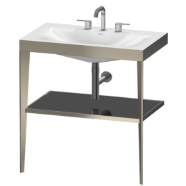 Duravit XViu Консоль напольная, 850x800x480мм с полкой, с раковиной без перелива, 3 отв, цвет: champagne matt/black high gloss lacquer (XV4715TB140)