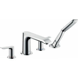 Hansgrohe Metris Смеситель на край ванны, на 4 отв, излив 220мм, ручной душ 1jet, цвет: хром (31442000)