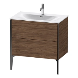 Duravit XViu Тумба подвесная 591x810x480мм, для раковины 234483, 2 ящика, цвет: walnut dark/черный матовый (XV43020B221)