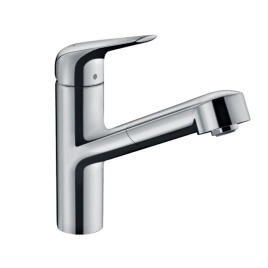 Hansgrohe Focus M42 Кухонный смеситель на 1 отв, однорычажный, поворотный излив 206мм с вытяжным душем, 1jet, h150м, 1jet, цвет: хром (71814000)