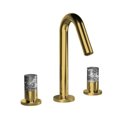 Bongio Aqua Смеситель для раковины на 3 отв, ручки черный мрамор, цвет золото (40501ORPO)