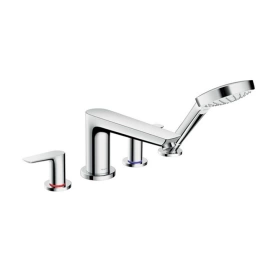 Hansgrohe Talis E Смеситель на борт ванны, на 4 отв, с ручным душем, излив 196мм, цвет: хром (71748000)