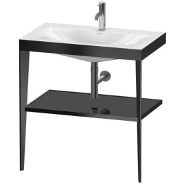 Duravit XViu Консоль напольная, 850x800x480мм с полкой, с раковиной без перелива, 1 отв, цвет: black matt/black high gloss lacquer (XV4715OB240)