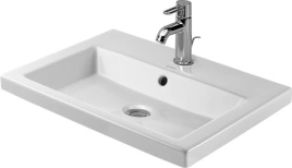 Раковина Duravit 2nd floor для встраивания сверху с перел с 1 отв под смеситель глазурованная задняя стенка вкл заглушку для перелива 60х43х Н 12 Цвет Белый (347600000)