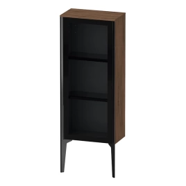 Duravit XViu Шкаф подвесной 890x400x240мм, со стеклянной дверью, 2 стеклянные полки (петли слева), цвет: walnut dark/черный матовый (XV1360LB221)