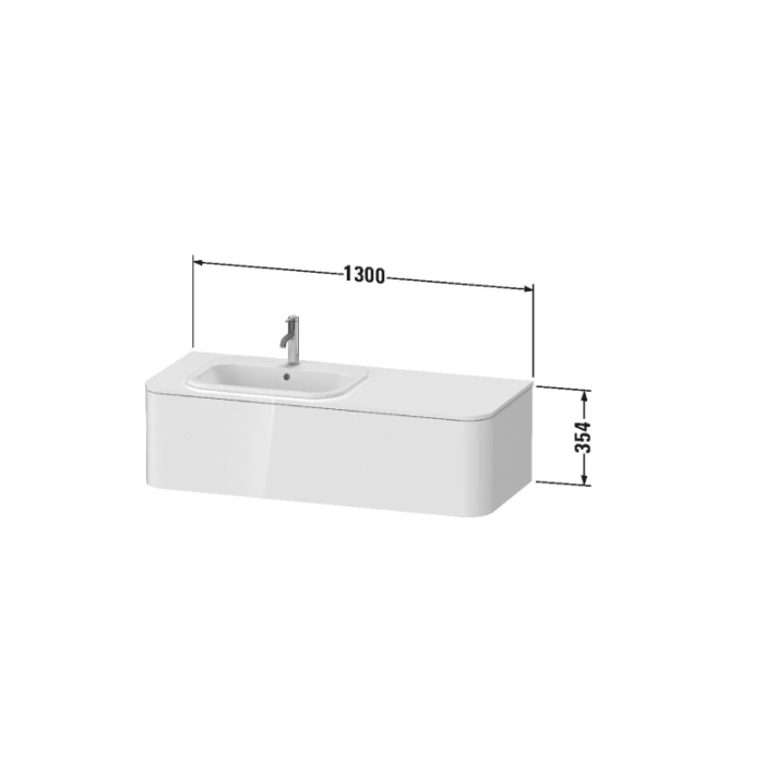 Duravit Happy D.2 Plus Столешница 16x1300x550мм для тумбы HP4932, HP4942, HP4952,HP4962, HP4972 с вырезом под 1 раковину, цвет: graphite supermatt (HP031KM8080) фото 2