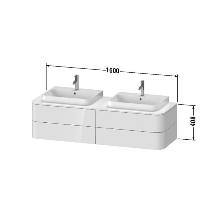 Duravit Happy D.2 Plus Тумба подвесная 408x1600x550мм 4 ящика, цвет: stone grey satin matt (HP4974B9292) фото 2