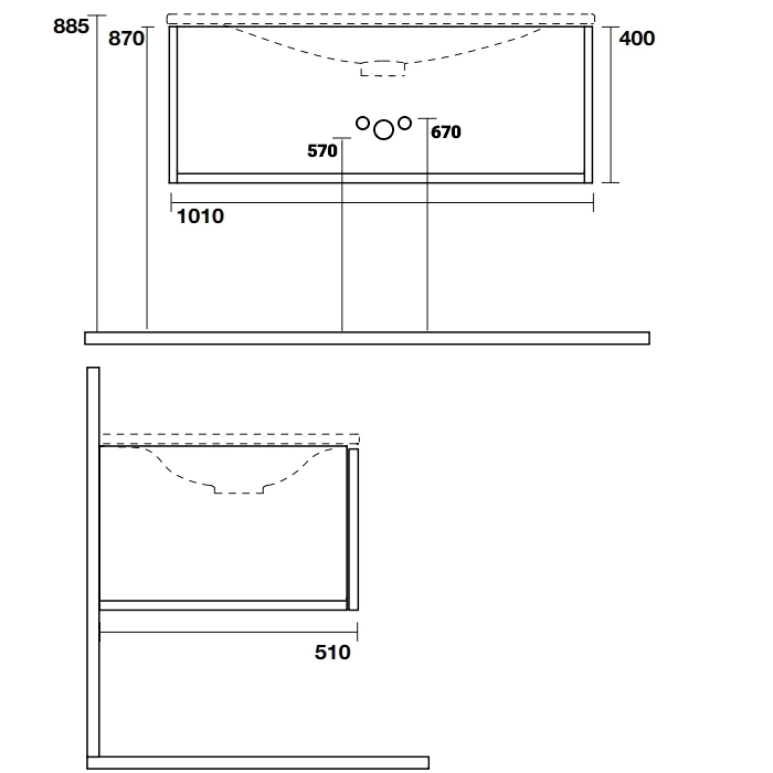 TW Shape комплект мебели, база с раковиной Kerasan 547001x1, 102х52см, с 1-м выдвиж. ящиком с механизмом push to open, цвет: белый матовый RAL9003 (SHAP100-B+547001x1) фото 2