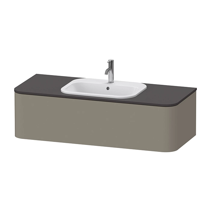 Duravit Happy D.2 Plus Столешница 16x1300x550мм для тумбы HP4932, HP4942, HP4952,HP4962, HP4972 с вырезом под 1 раковину, цвет: graphite supermatt (HP031KM8080) фото 1