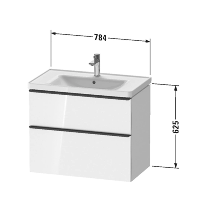 Duravit D-Neo Тумбочка подвесная, 784x452хh625 мм, 2 ящика, цвет: Белый матовый (для раковины 236780) (DE435501818) фото 2