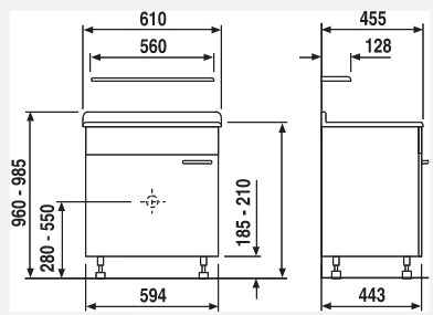 SANIT Мойка из высокопрочного пластика с напольной базой и полкой 610х455x960-985 мм с переливом и пробкой на цепочке цвет белый фото 2